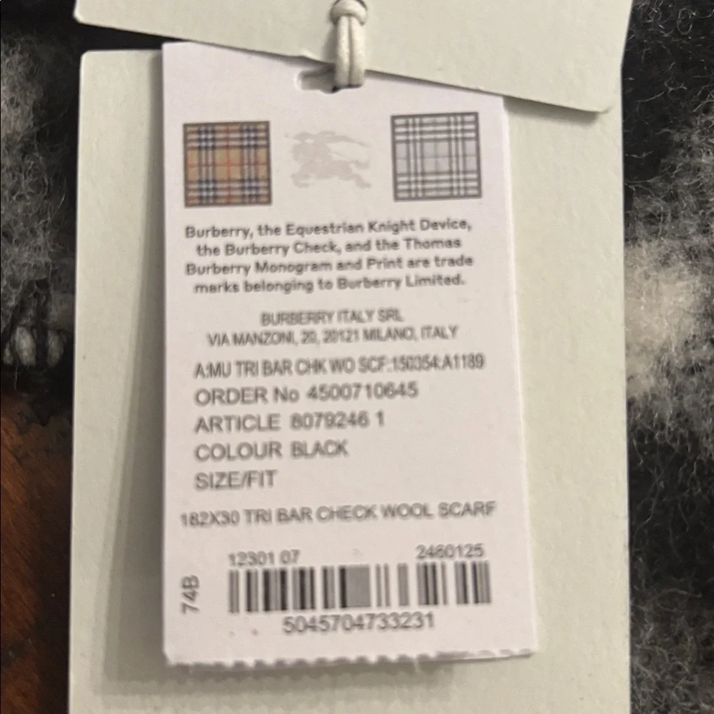 Burberry Check Wool Scarf NWT
